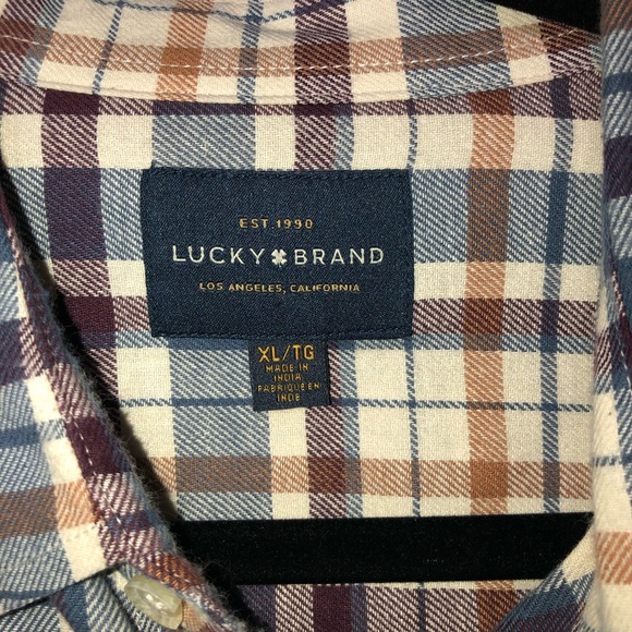 Lucky brand casual plaid button down shirt mens size XL - Picture 3 of 10